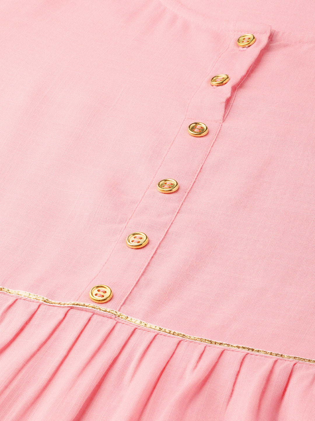 Rayon Slub Tiered Kurta (Pink)