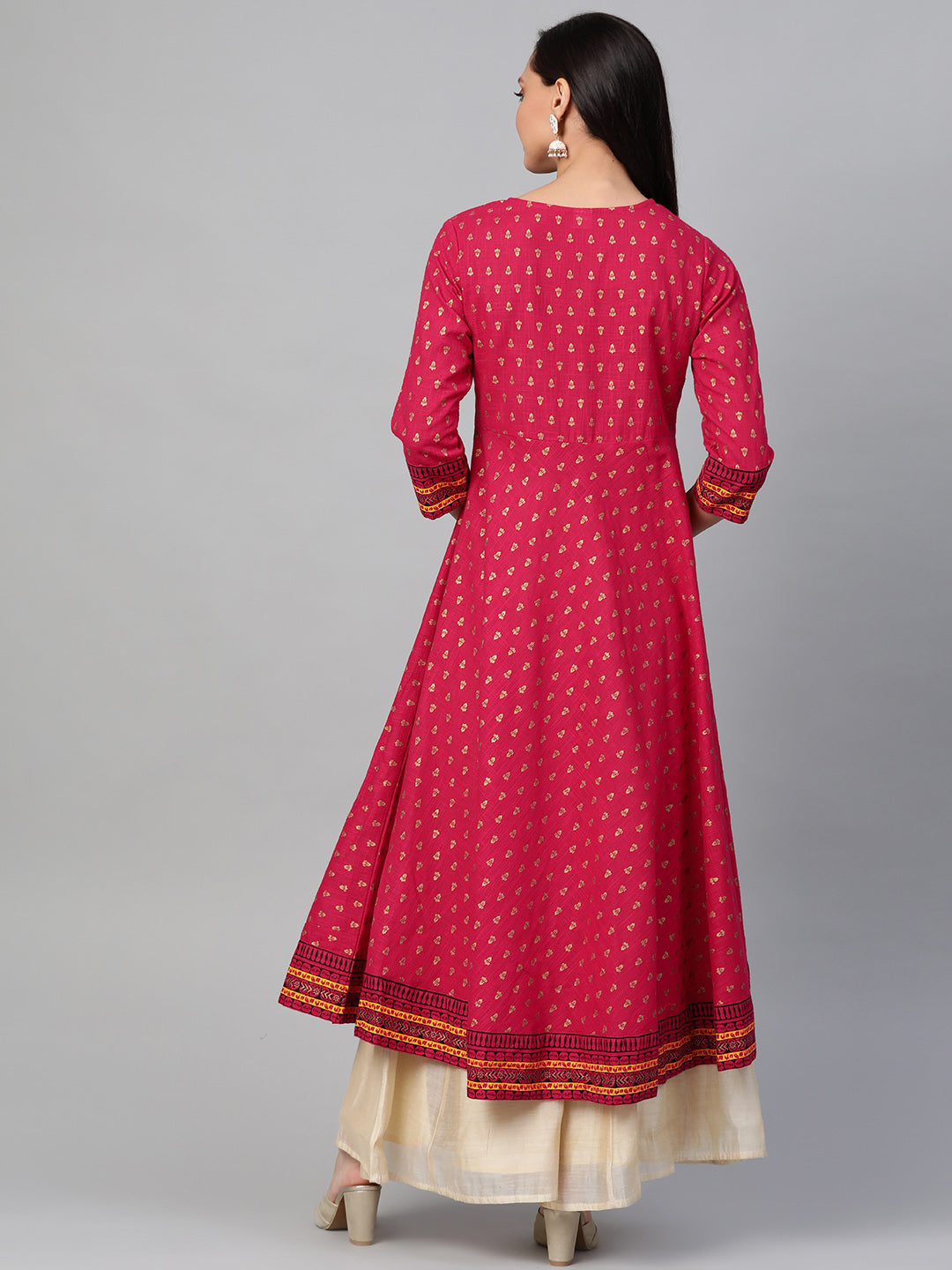Cotton Slub Gold Printed Anarkali Kurta