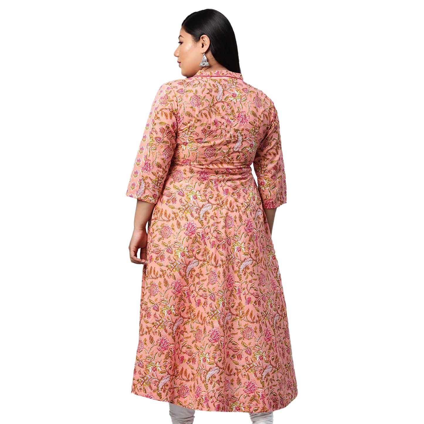 women cotton floral printed anarkali kurta