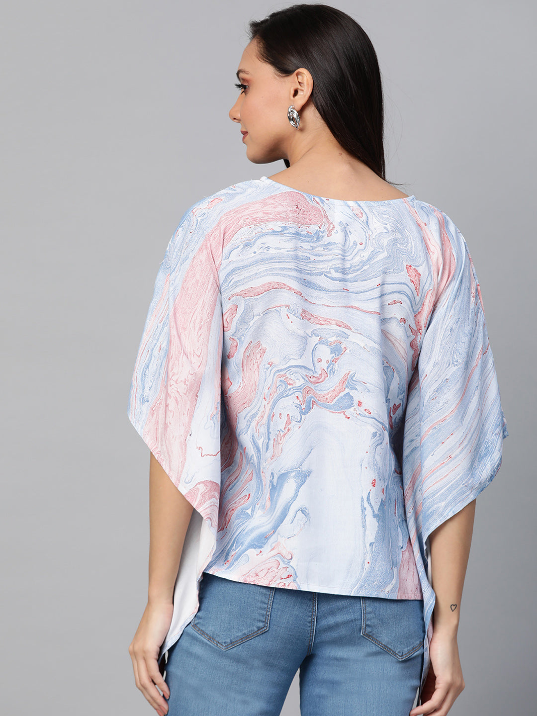 women rayon marble printed top multi