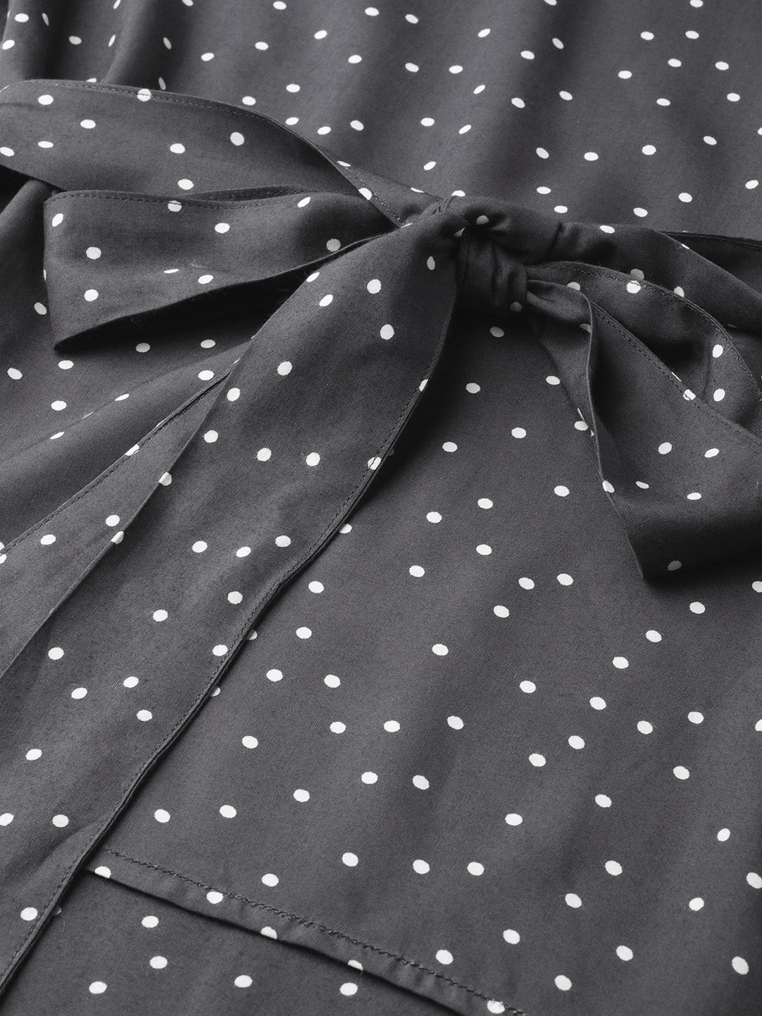 Rayon Polka Dot Printed Regular Top (GREY)