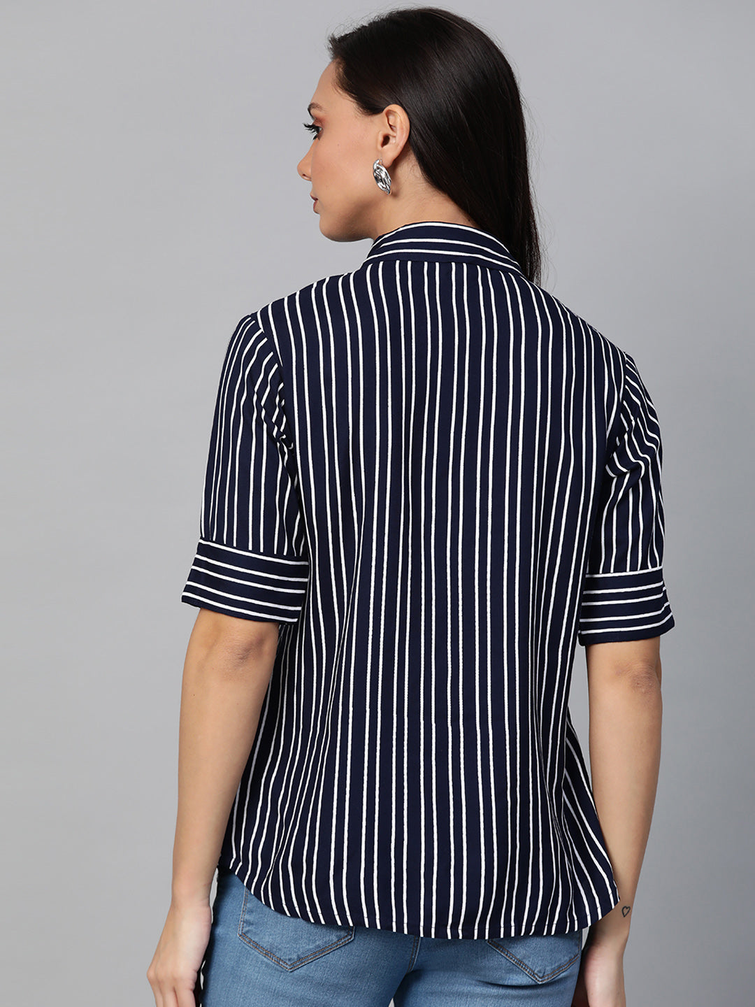 Stripe Printed Casual Shirt (Blue)