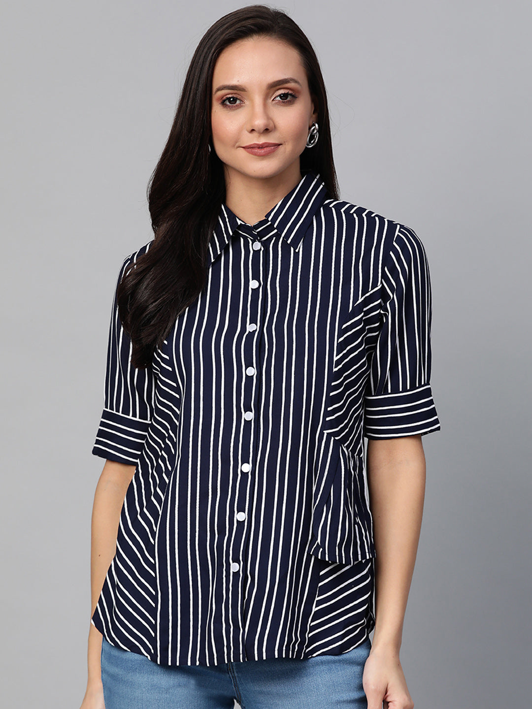 Stripe Printed Casual Shirt (Blue)