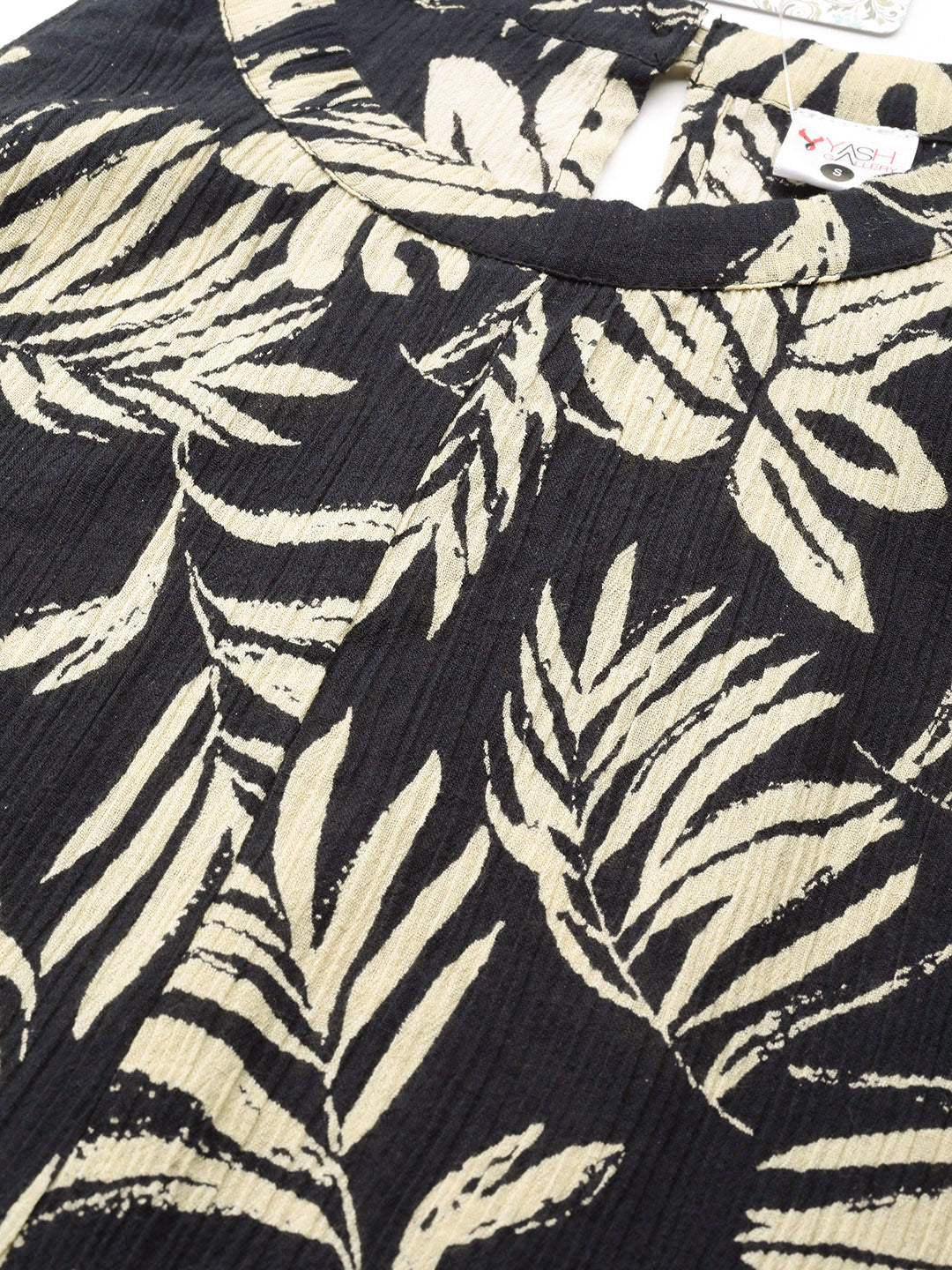 Hot Neck Leaf Print A-line Dress