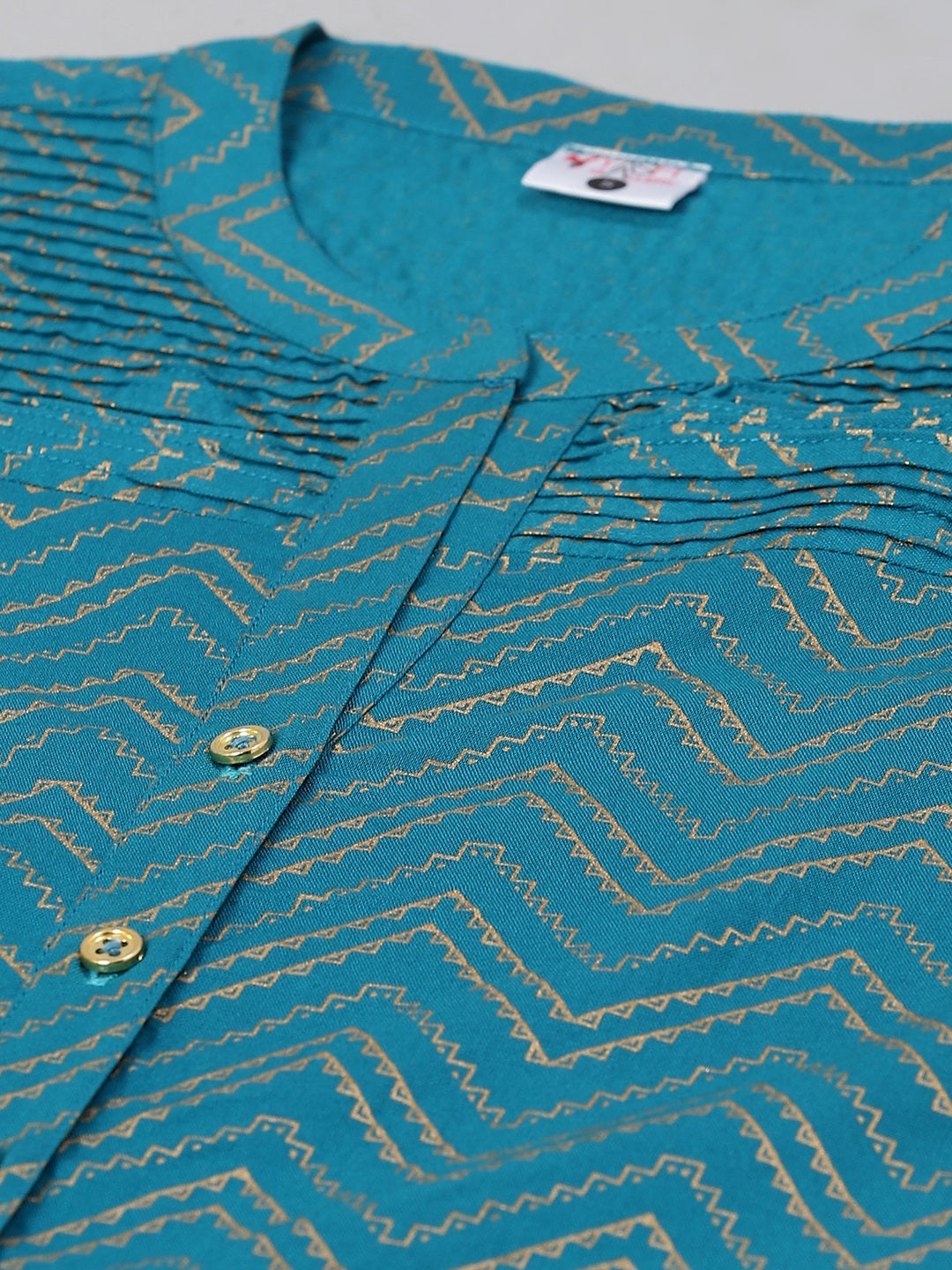 Rayon Zig Zag Gold Printed Straight Kurta