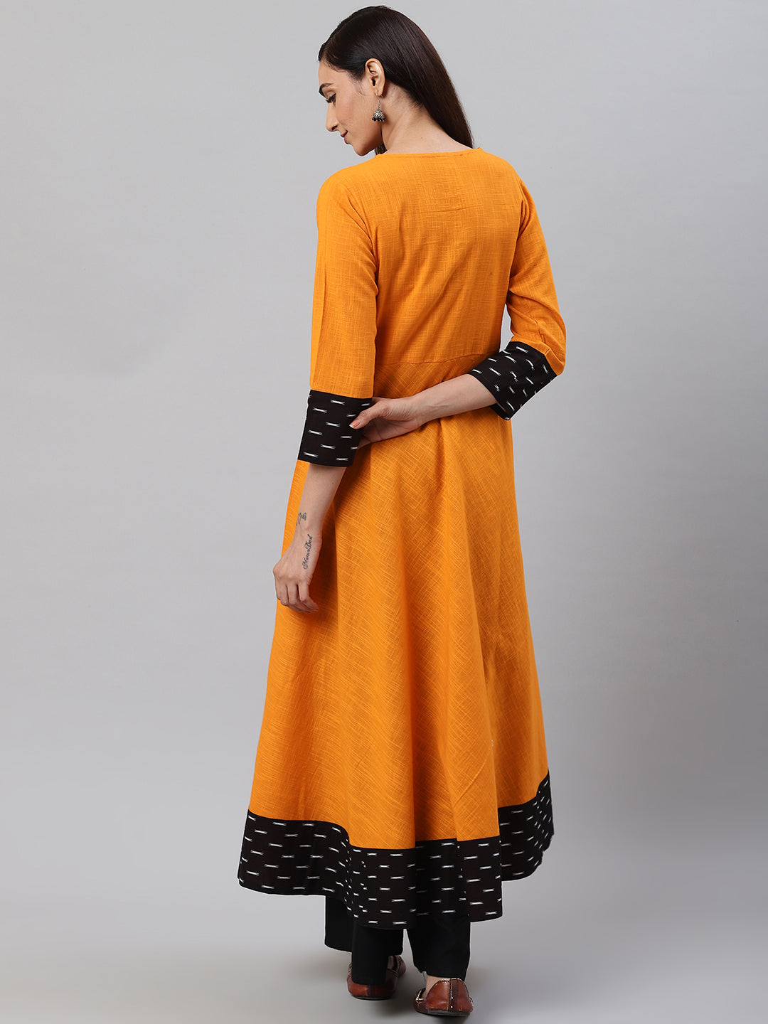 Cotton Slub Mustard Anarkali Kurta