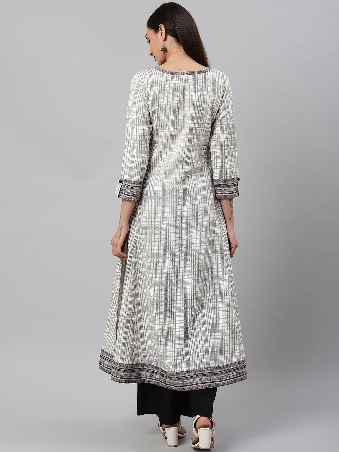 Cotton Slub Geomatrical Printed Anarkali Kurta
