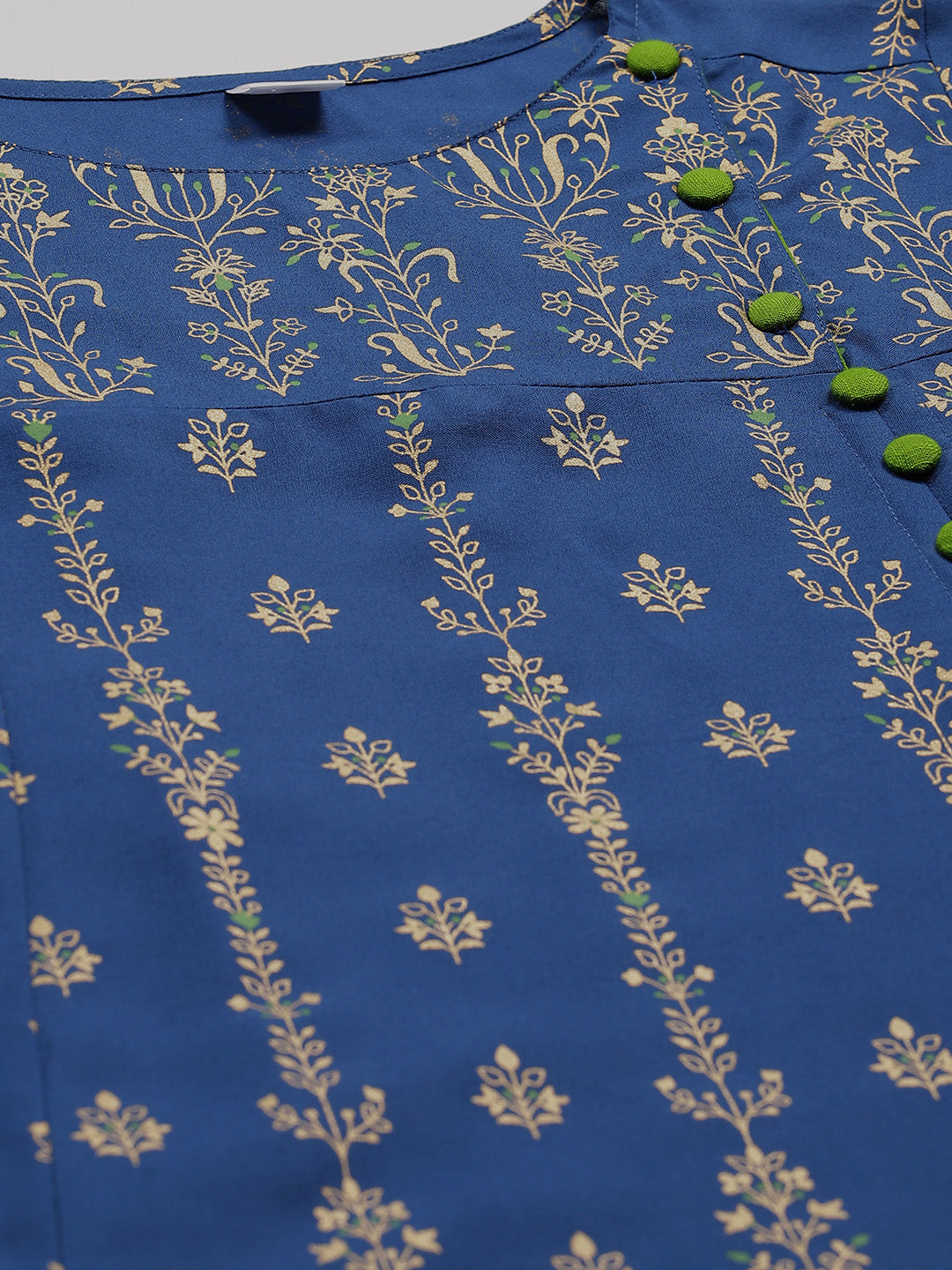 Rayon Floral Print Anarkali Kurta (Blue)
