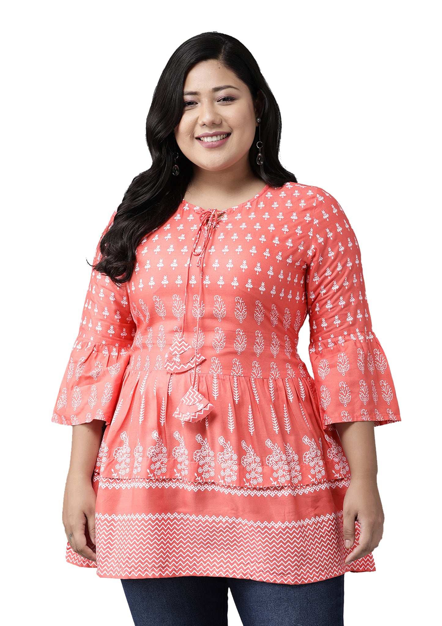 Rayon Floral Printed Short Kurti