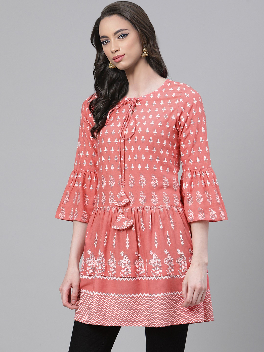 womens girls rayon floral printed short kurti