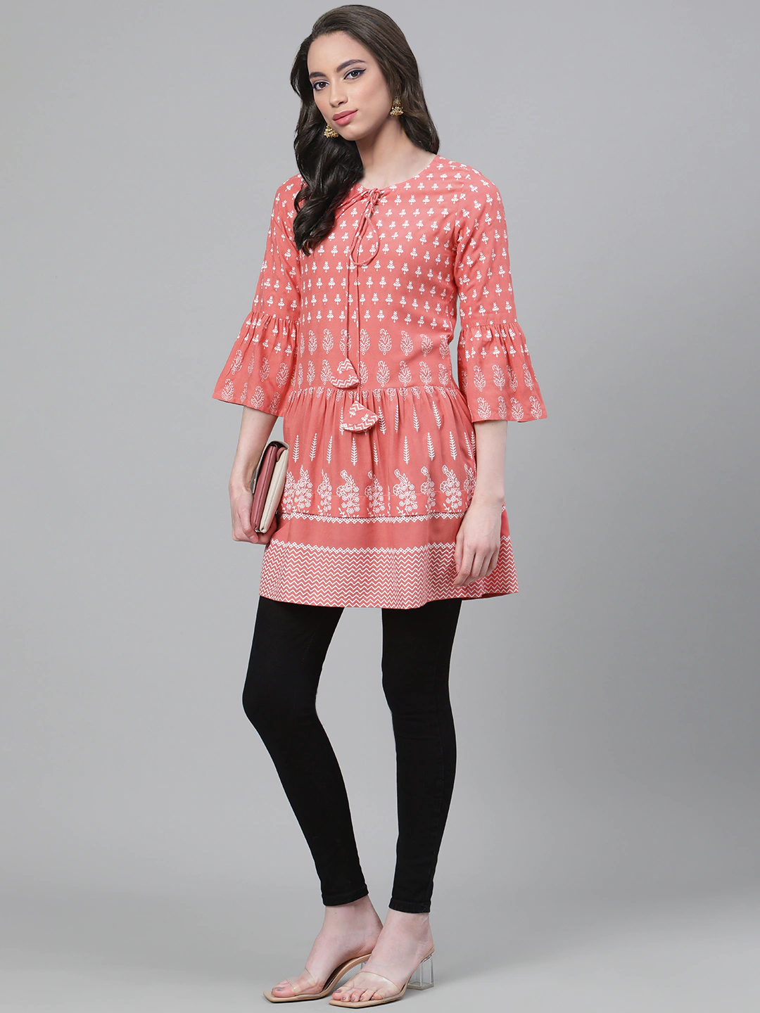 womens girls rayon floral printed short kurti