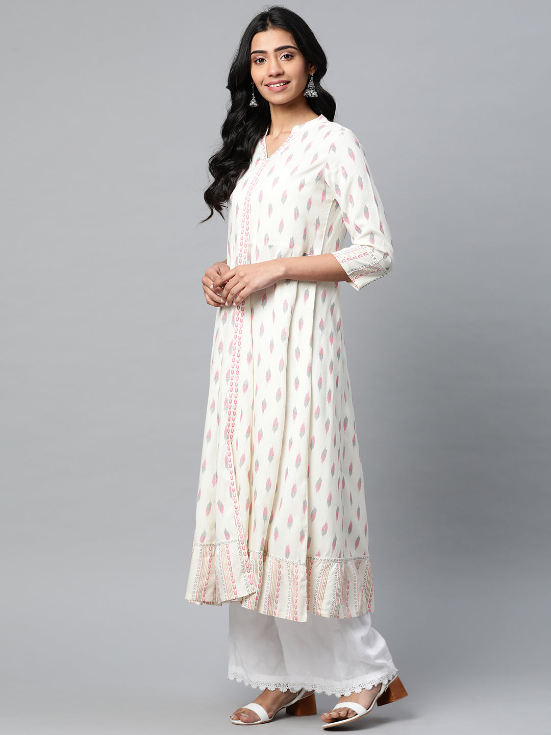 Rayon Ikat Printed Anarkali Kurta