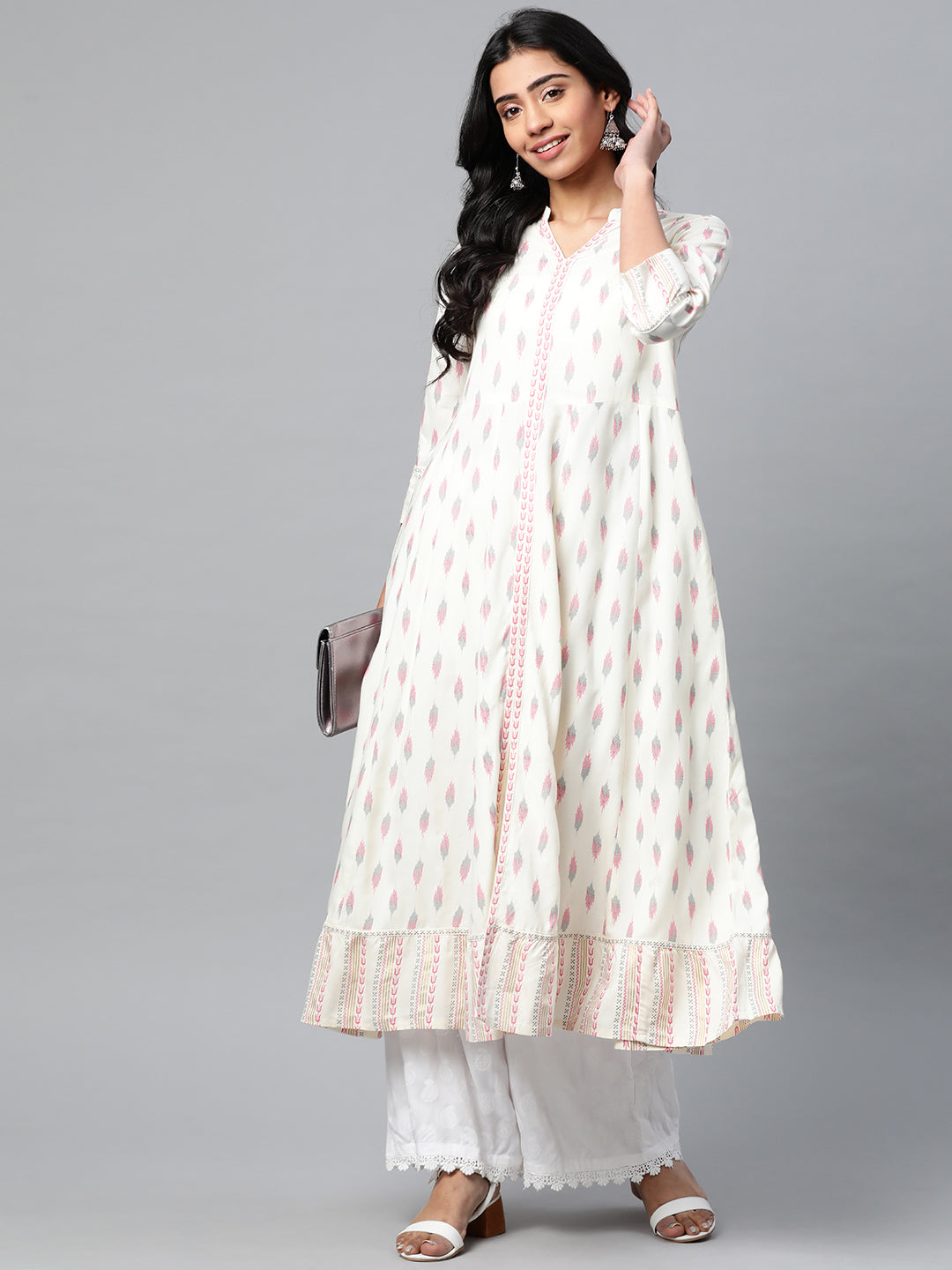 Rayon Ikat Printed Anarkali Kurta