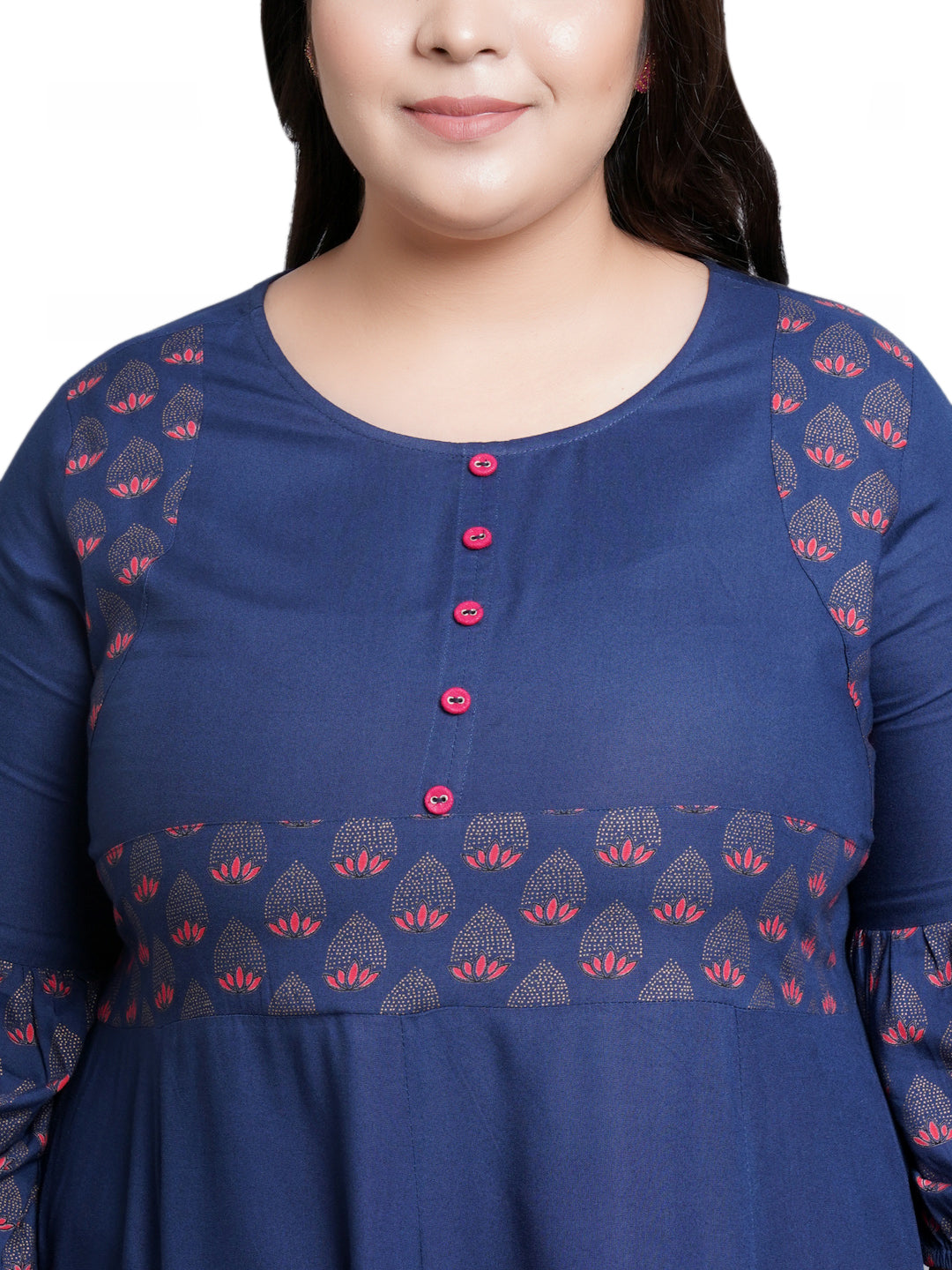 Rayon Floral Printed Anarkali Kurta (BLUE)