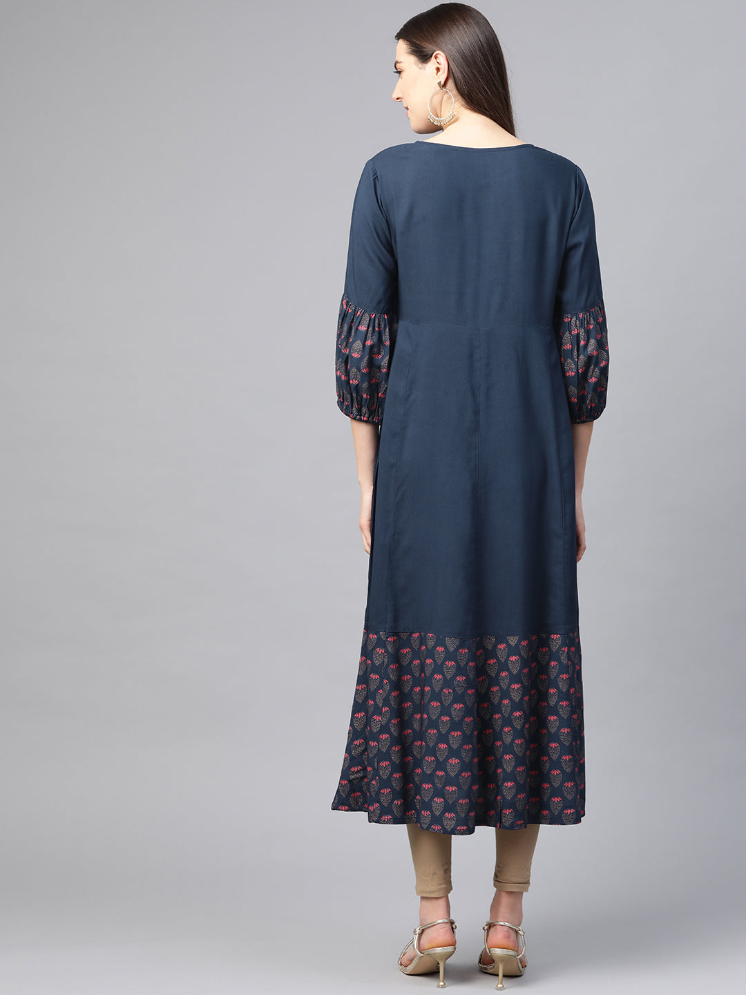 Rayon Floral Printed Anarkali Kurta (BLUE)