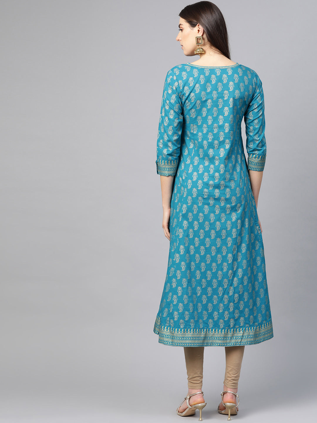 Cotton Gold Print Anarkali Kurta