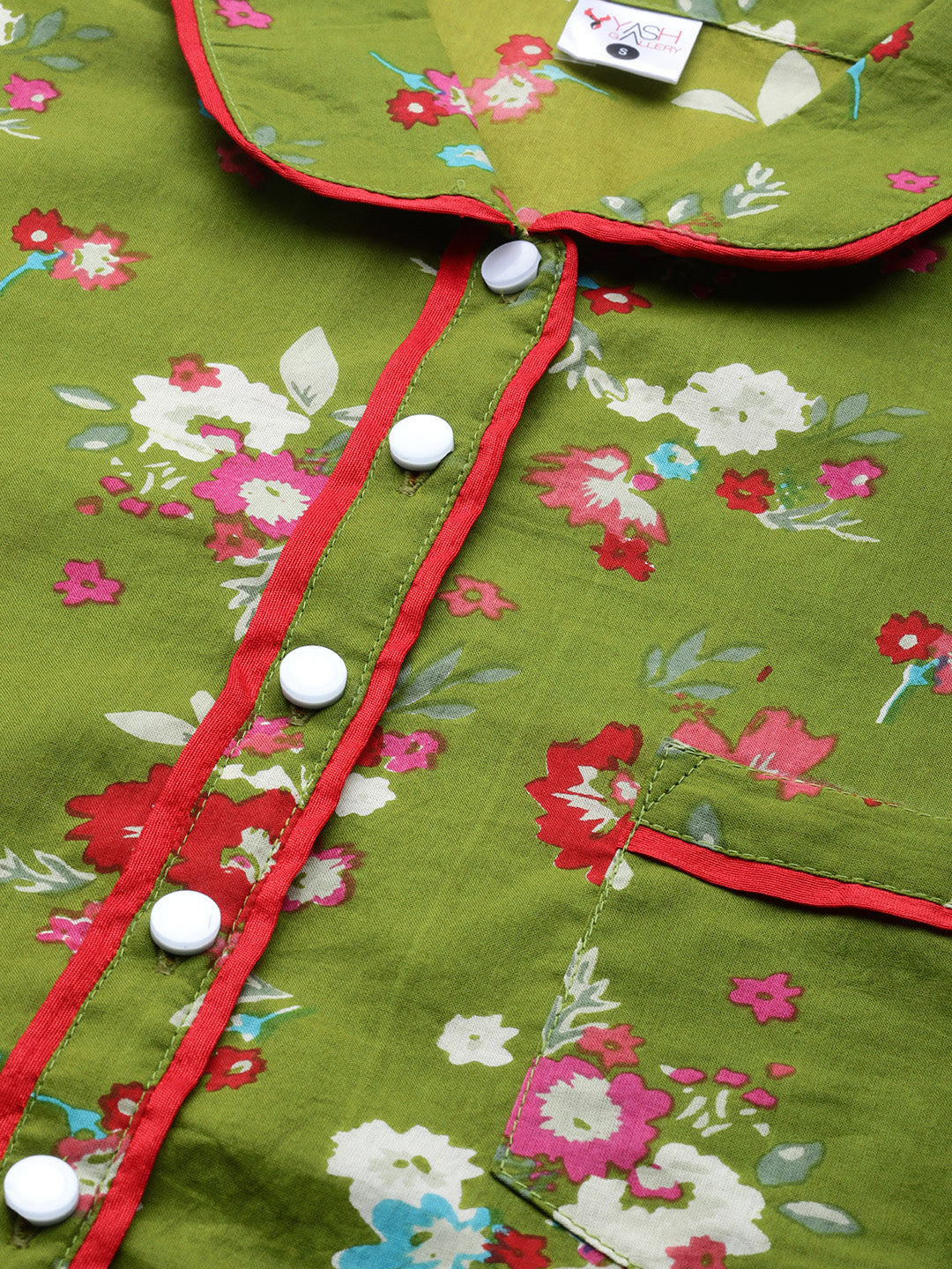Floral Printed Night Suit (Green)