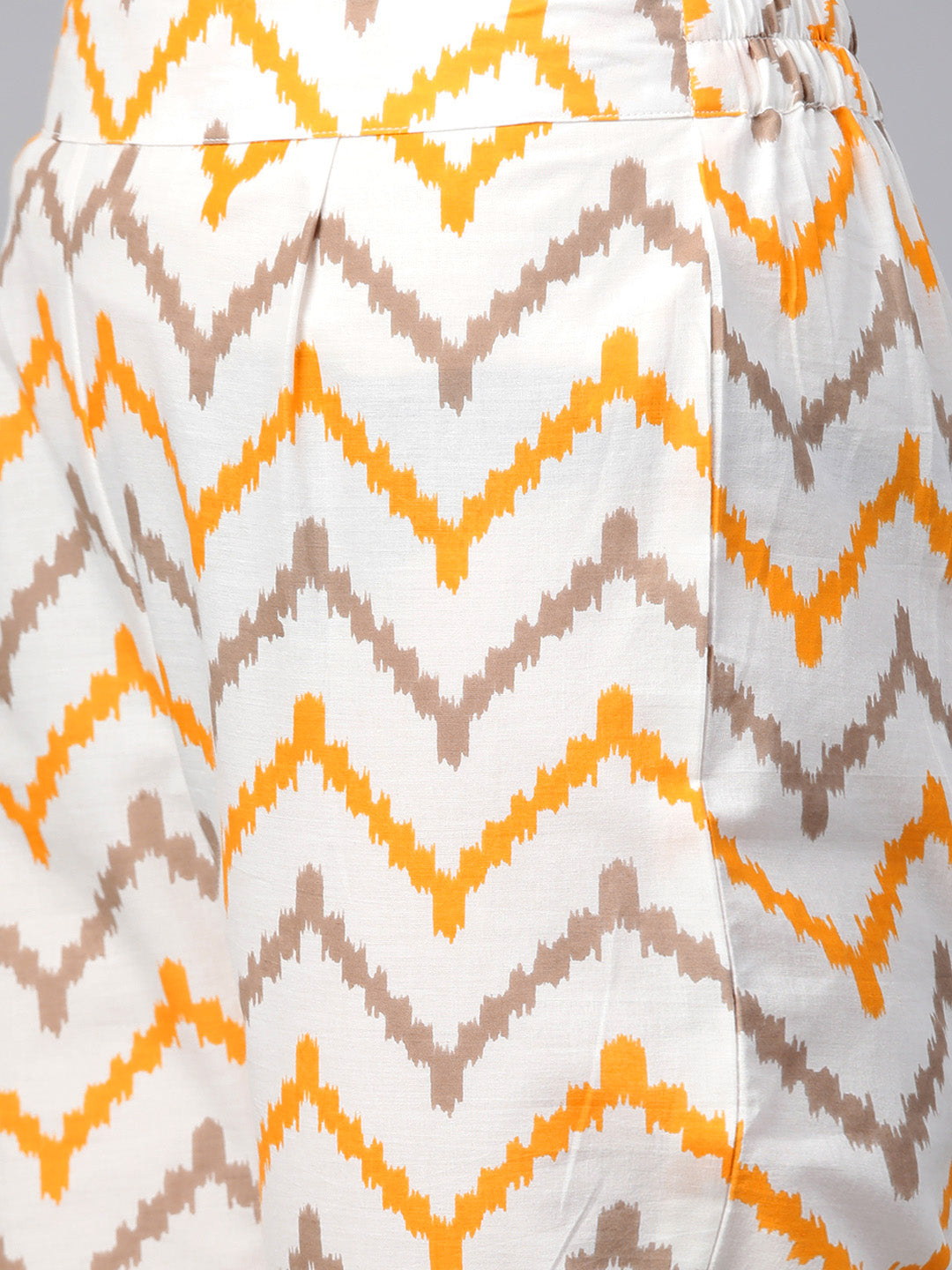 Cotton Floral Printed Straight Kurta with Pant (Mustard)