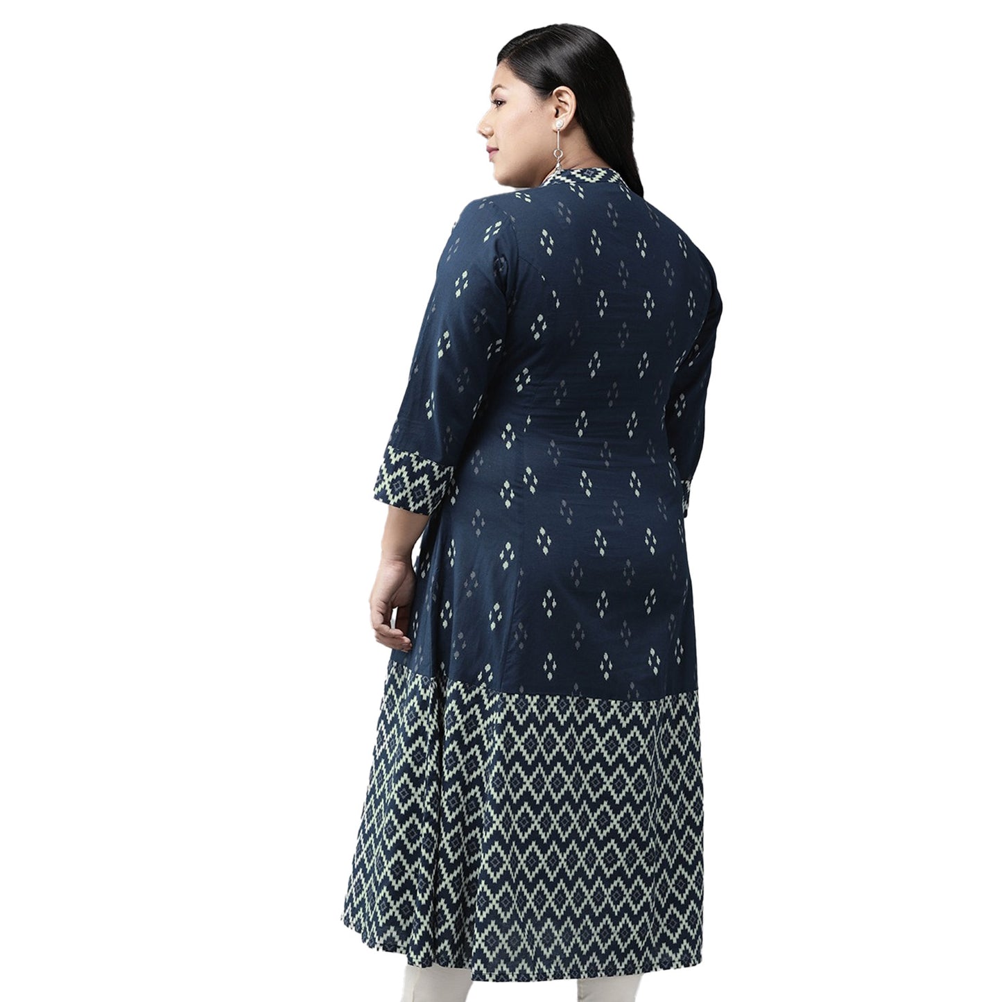 Cotton Ikat Printed A-line Kurta