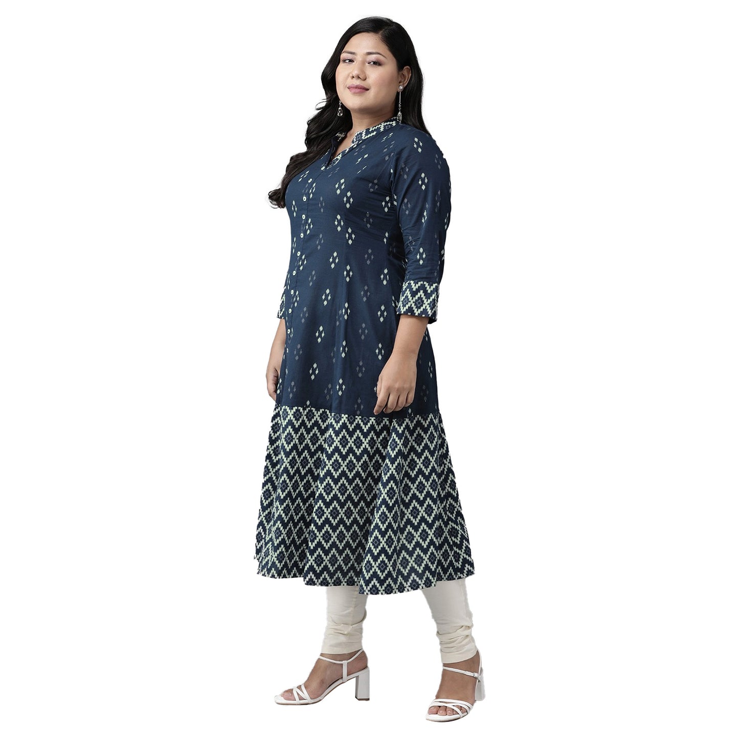 Cotton Ikat Printed A-line Kurta