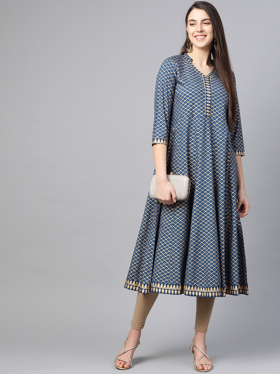 Rayon Geomatrical Printed Anarkali Kurta
