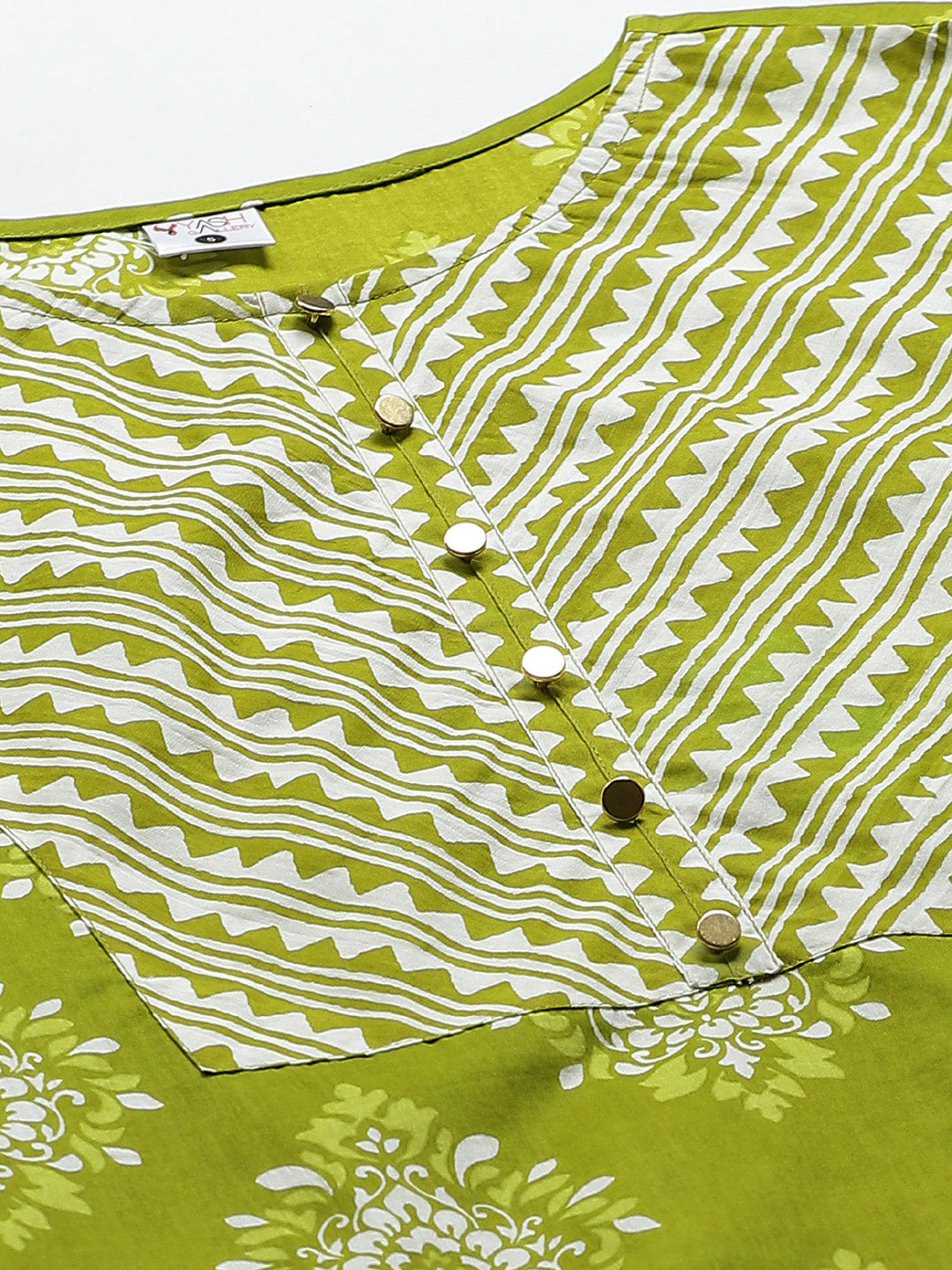 Cotton Floral Printed Straight Kurta with Palazzo (Green)