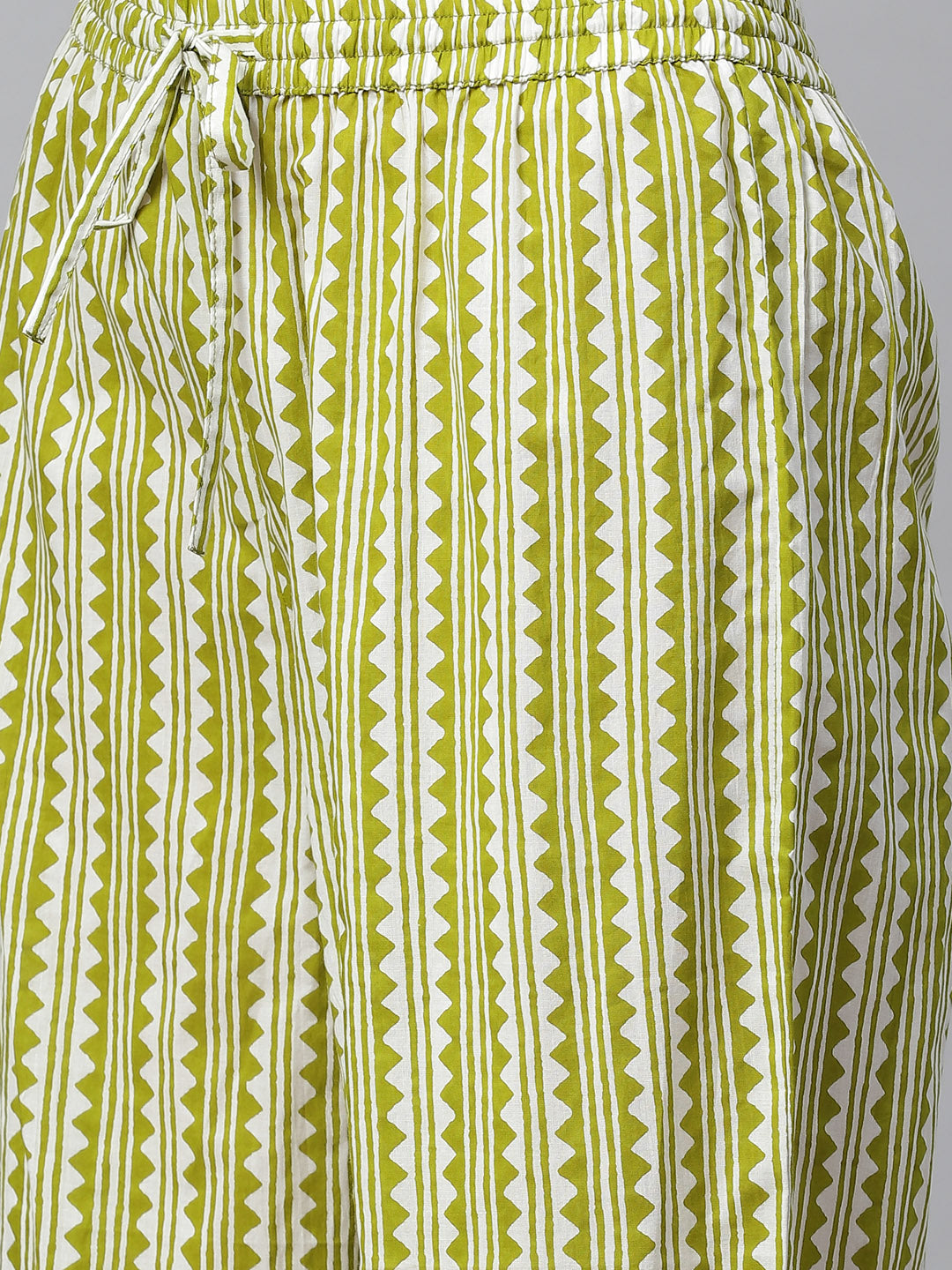 Cotton Floral Printed Straight Kurta with Palazzo (Green)