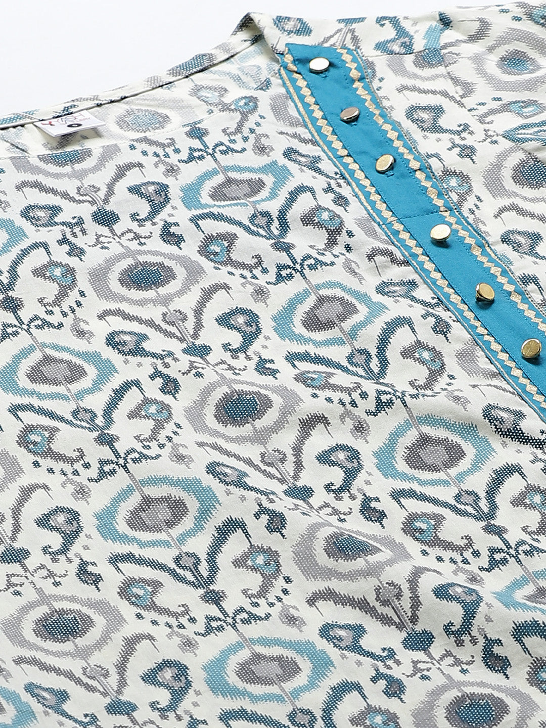Cotton Ikat Printed A-line Kurta (MULTI)