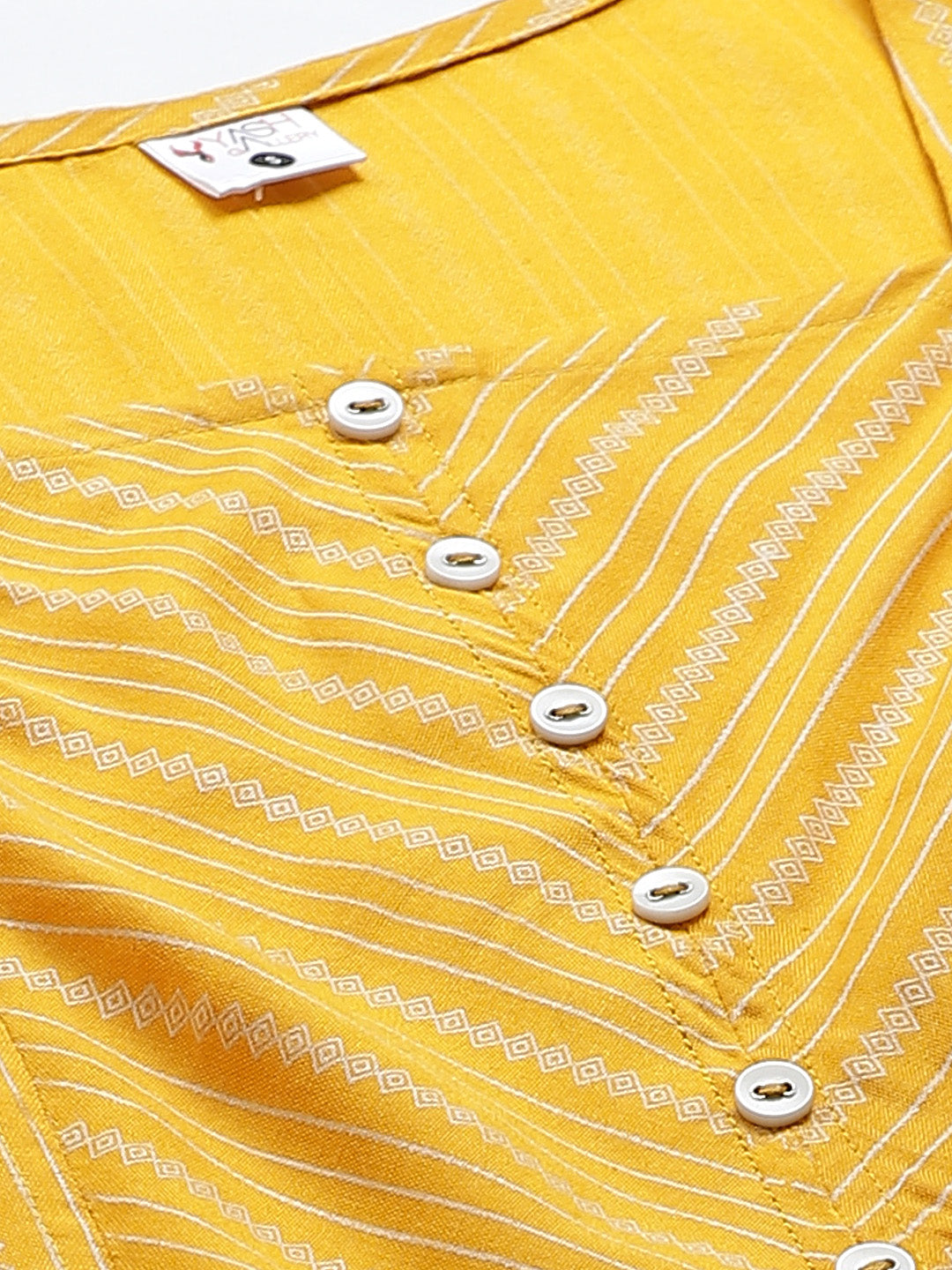 Rayon Stripe Printed Regular Top (Mustard)