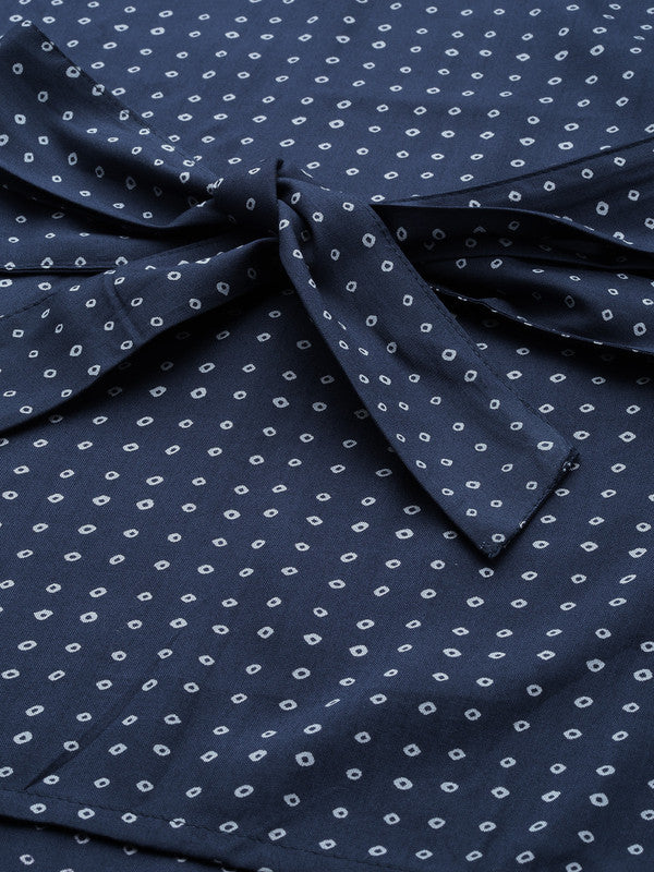 Rayon Polka Dot Printed Regular Top(BLUE)