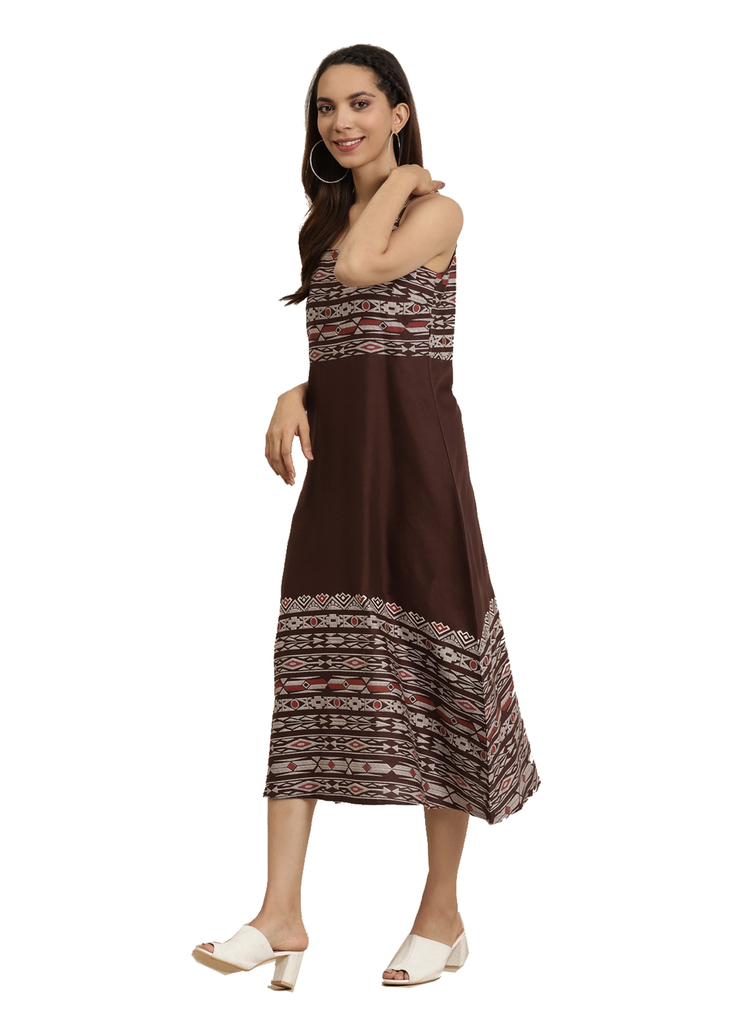 women geomatrical printed a line dress