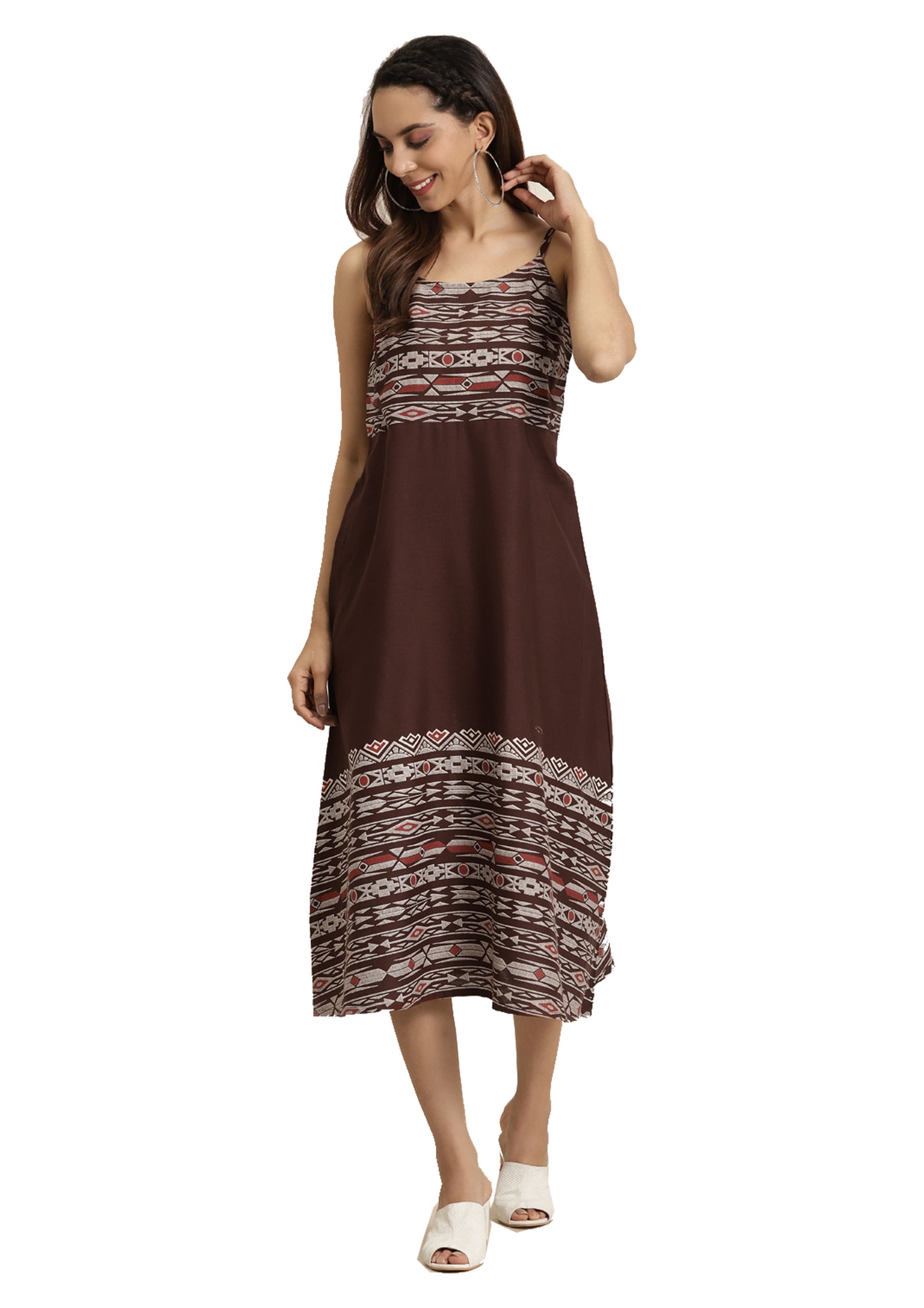 women geomatrical printed a line dress