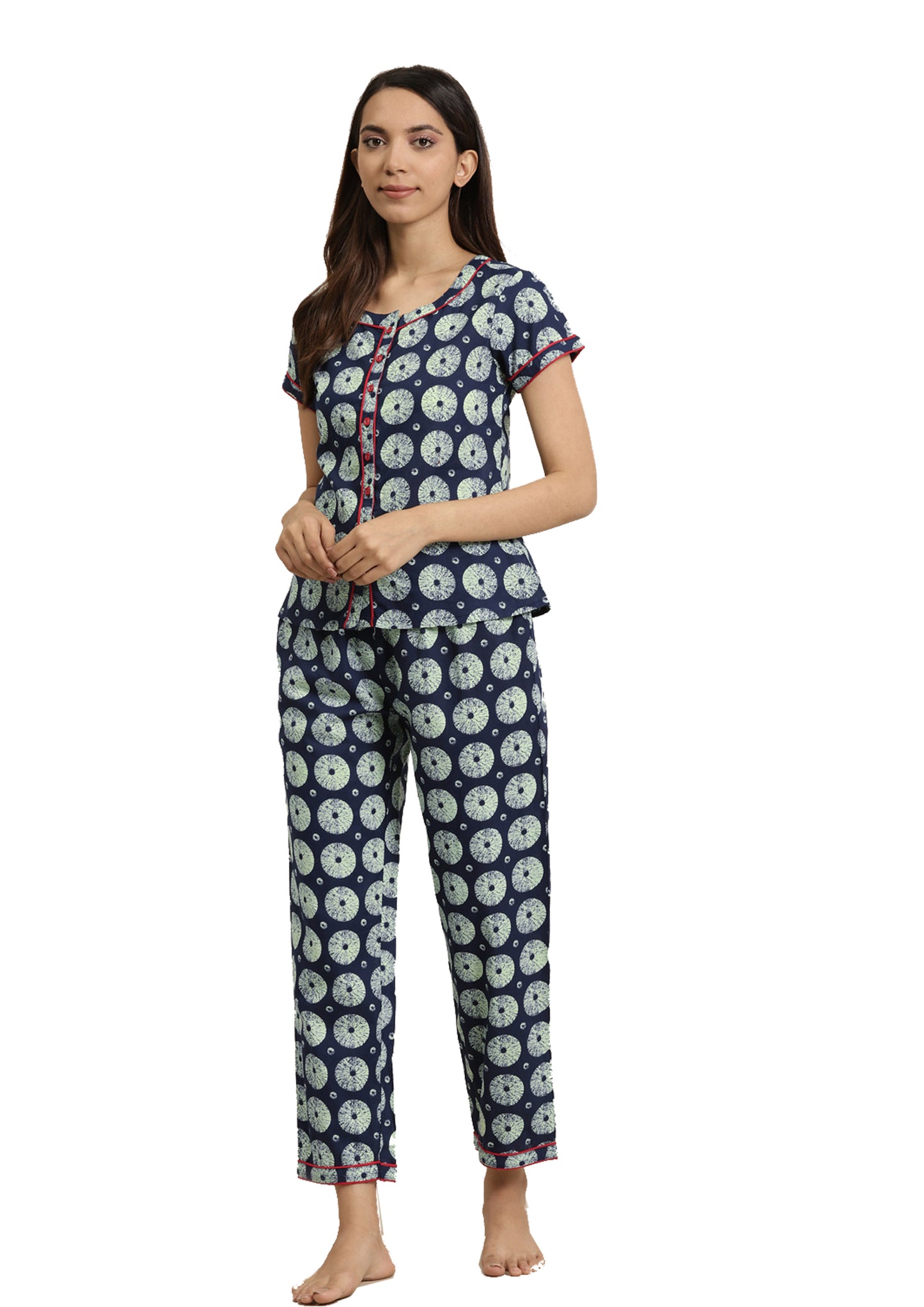 Geomatrical Printed Night Suit (Blue)