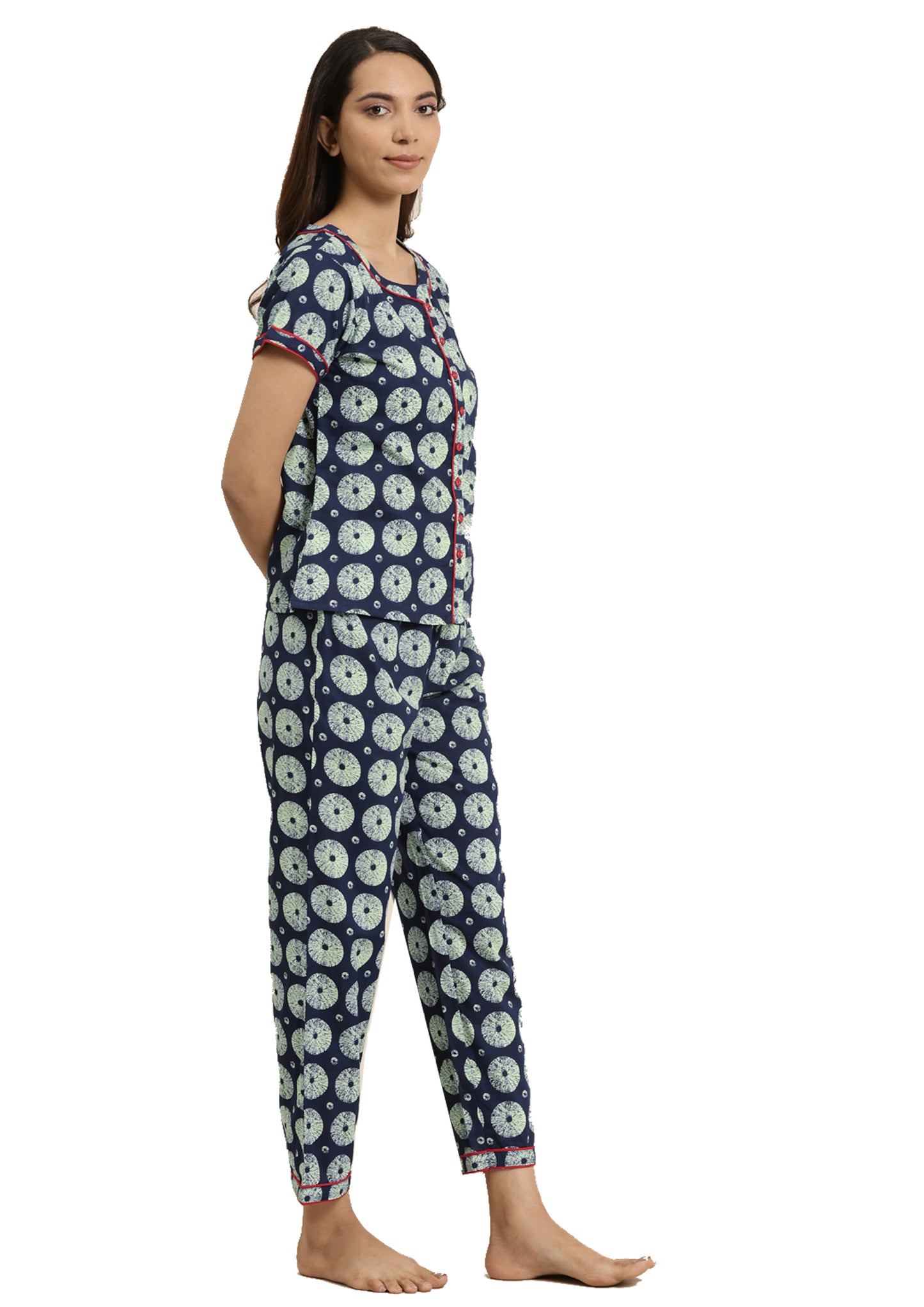Geomatrical Printed Night Suit (Blue)