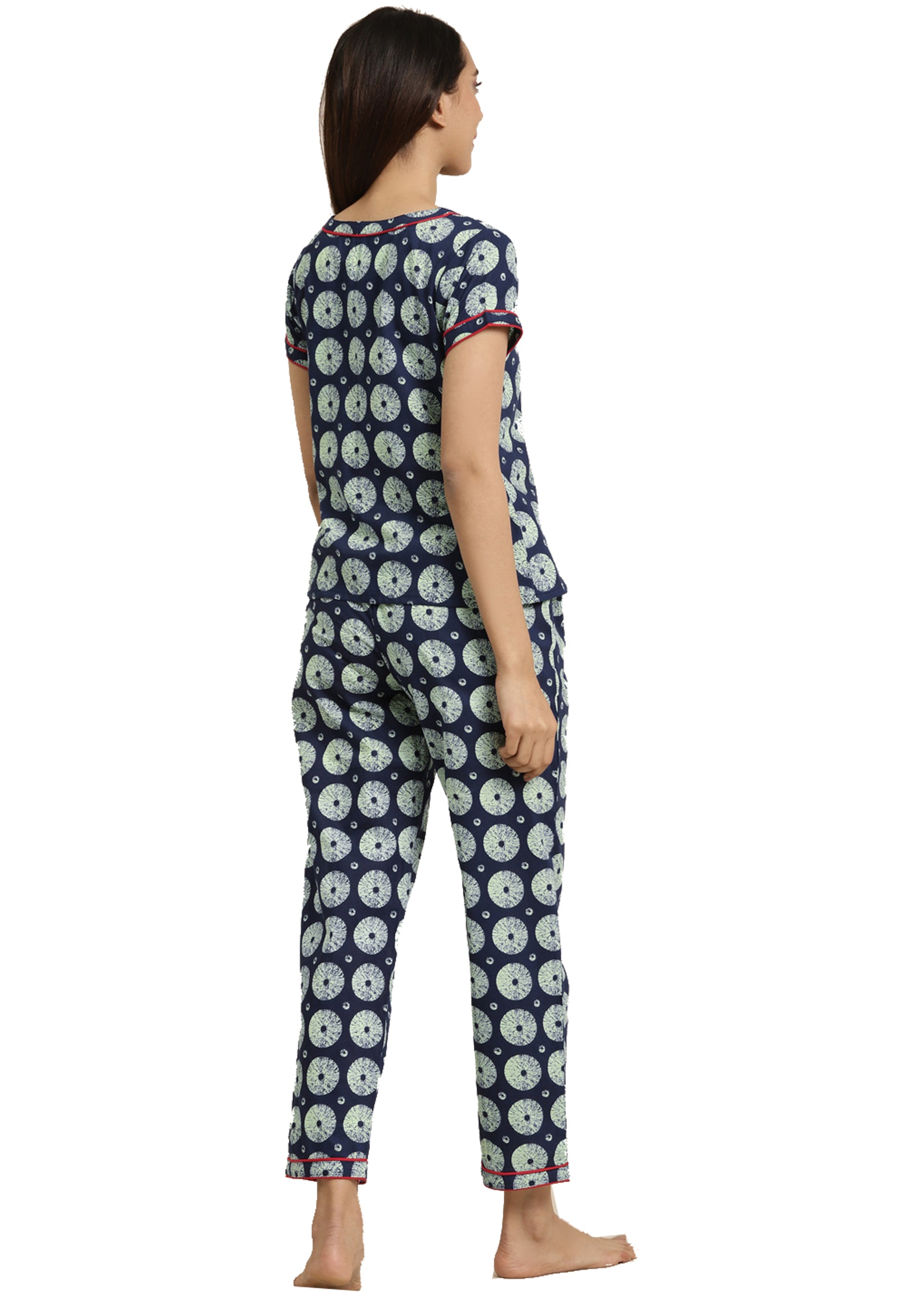 women geomatrical printed night suit blue
