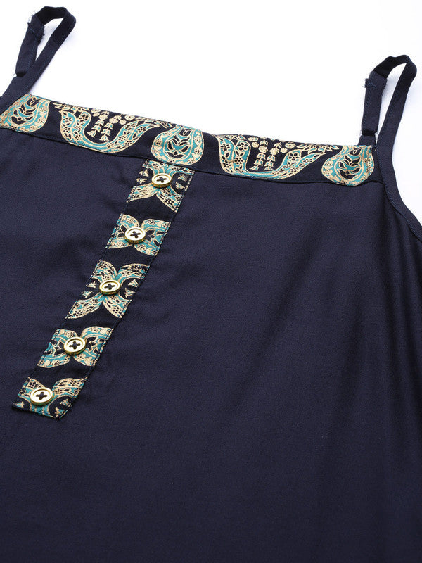 Rayon Straight Kurta with floral Printed Palazzo (Blue)