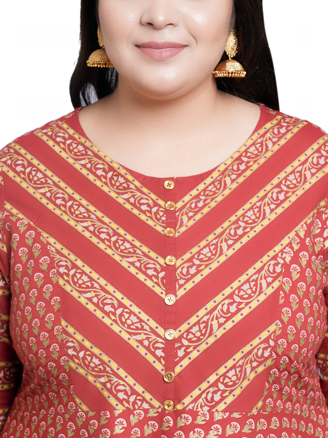 Cotton Anarkali Style Floral Printed Anarkali Kurta (Maroon)