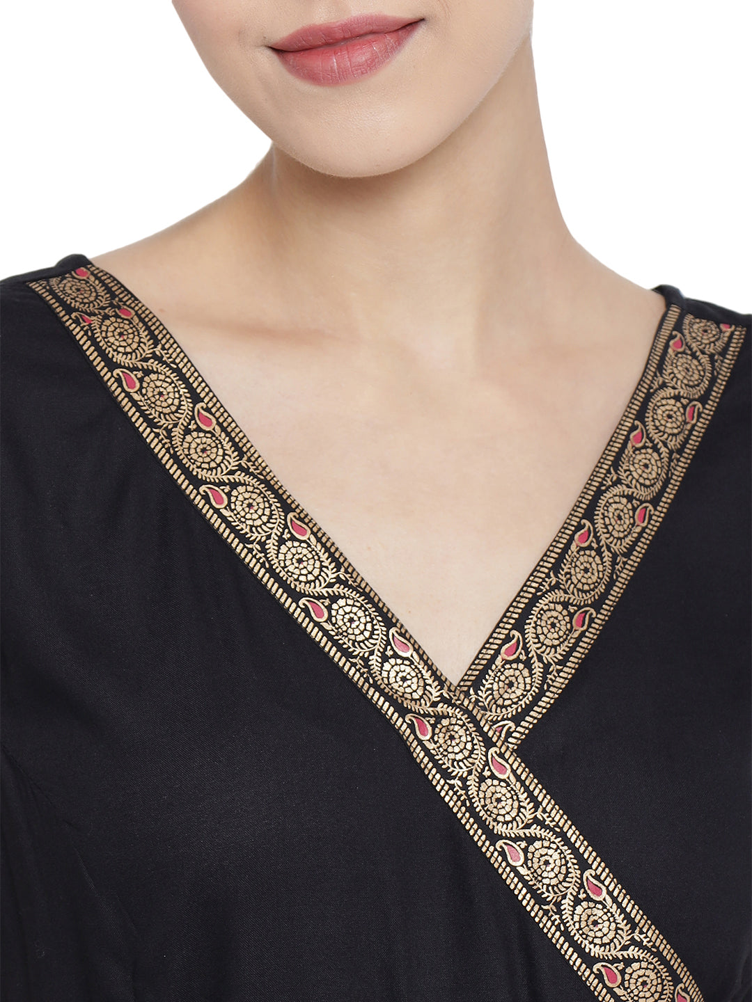Yash Gallery Women's Rayon Printed Jumpsuit (Black)