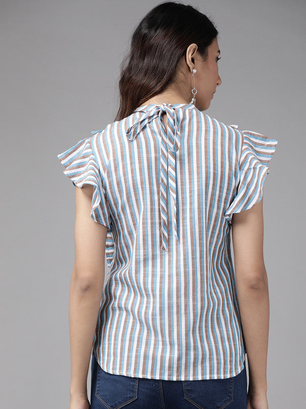 Cotton blend Stripeed Regular Top(MULTI)