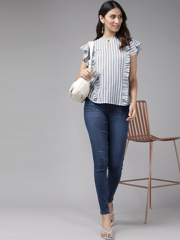 Cotton blend Stripeed Regular Top(MULTI)
