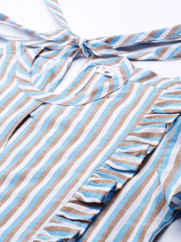 Cotton blend Stripeed Regular Top(MULTI)