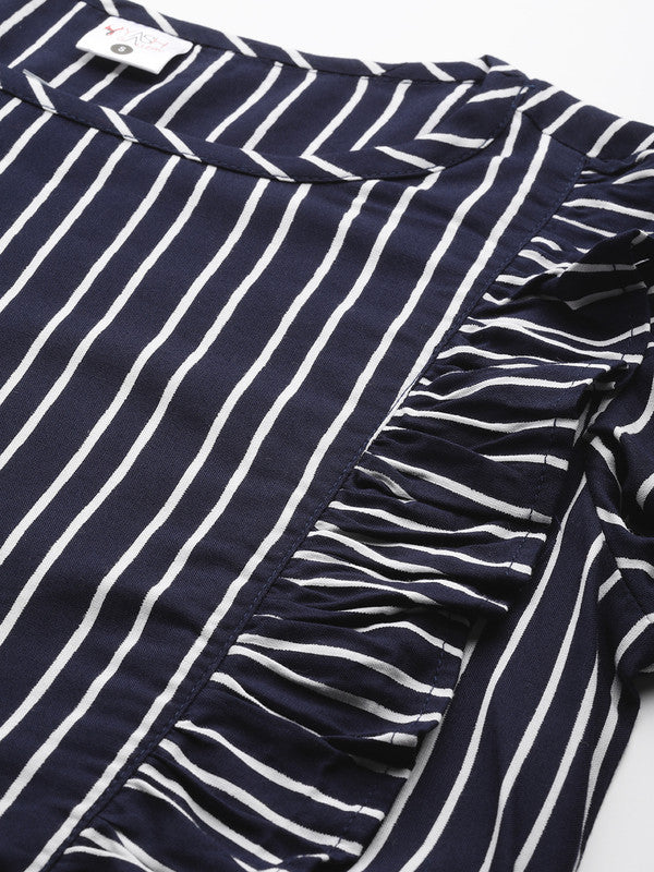 Stripe Printed Night Suit(BLUE)