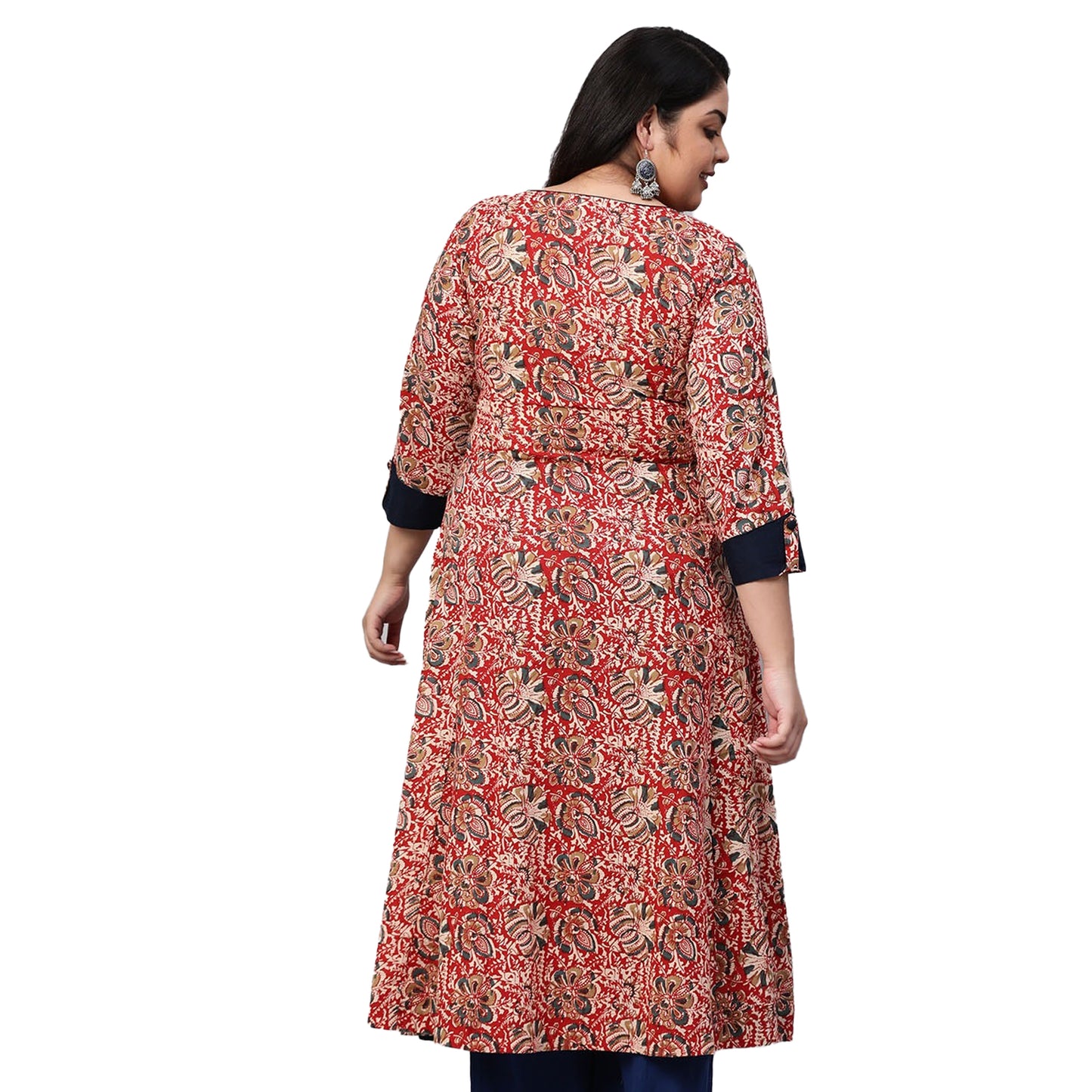 Festive & Party Floral Print Kurti (red)
