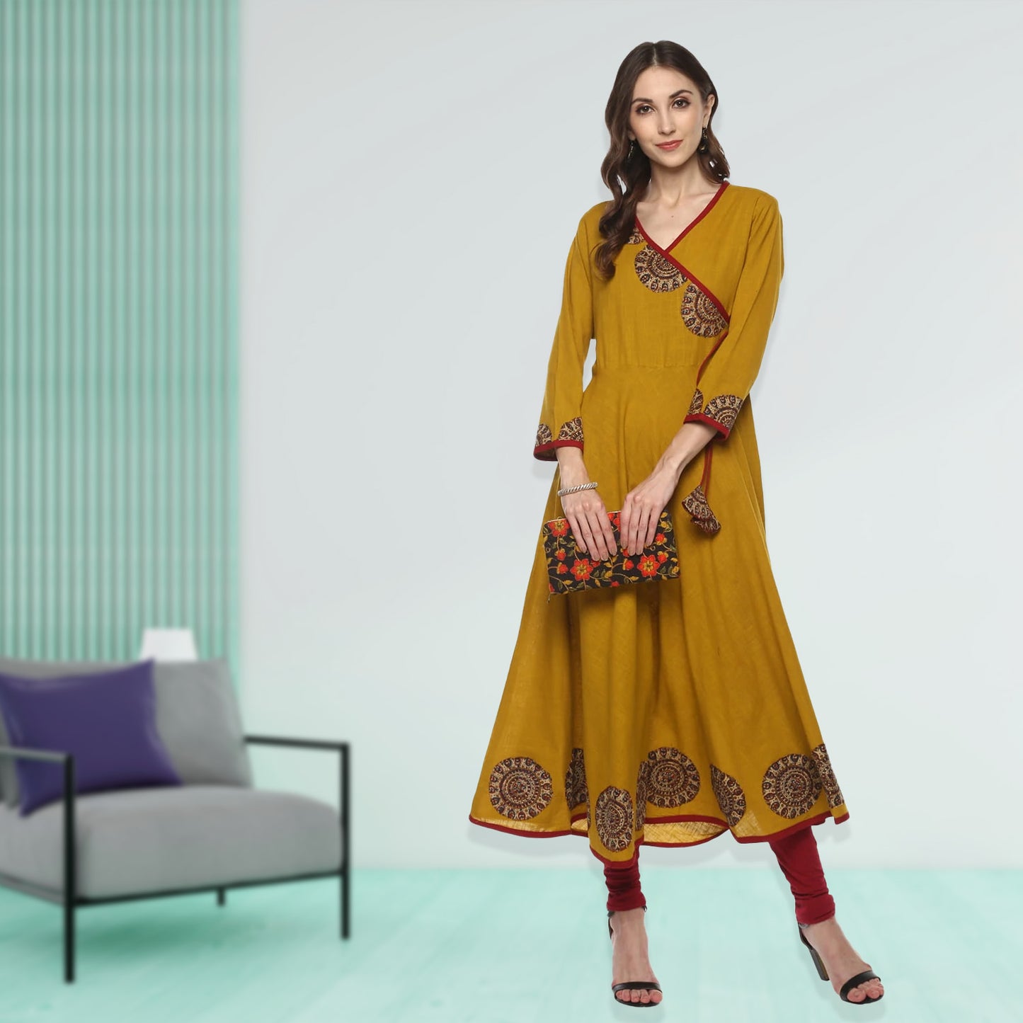 Festive & Party Embellished Kurti (Yellow)