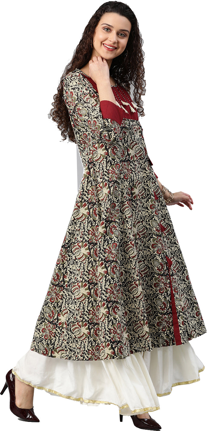 Floral Print A-line Kurta (Multicolor)