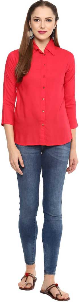 Casual Regular Sleeve Solid Pink Top