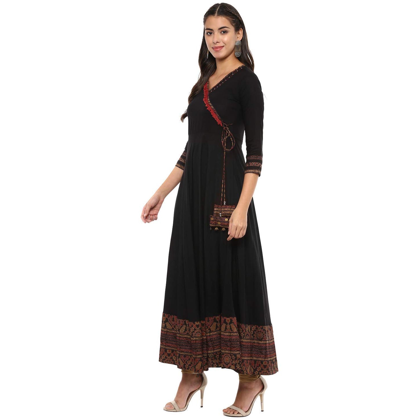 Printed Anarkali Kurta (Black)