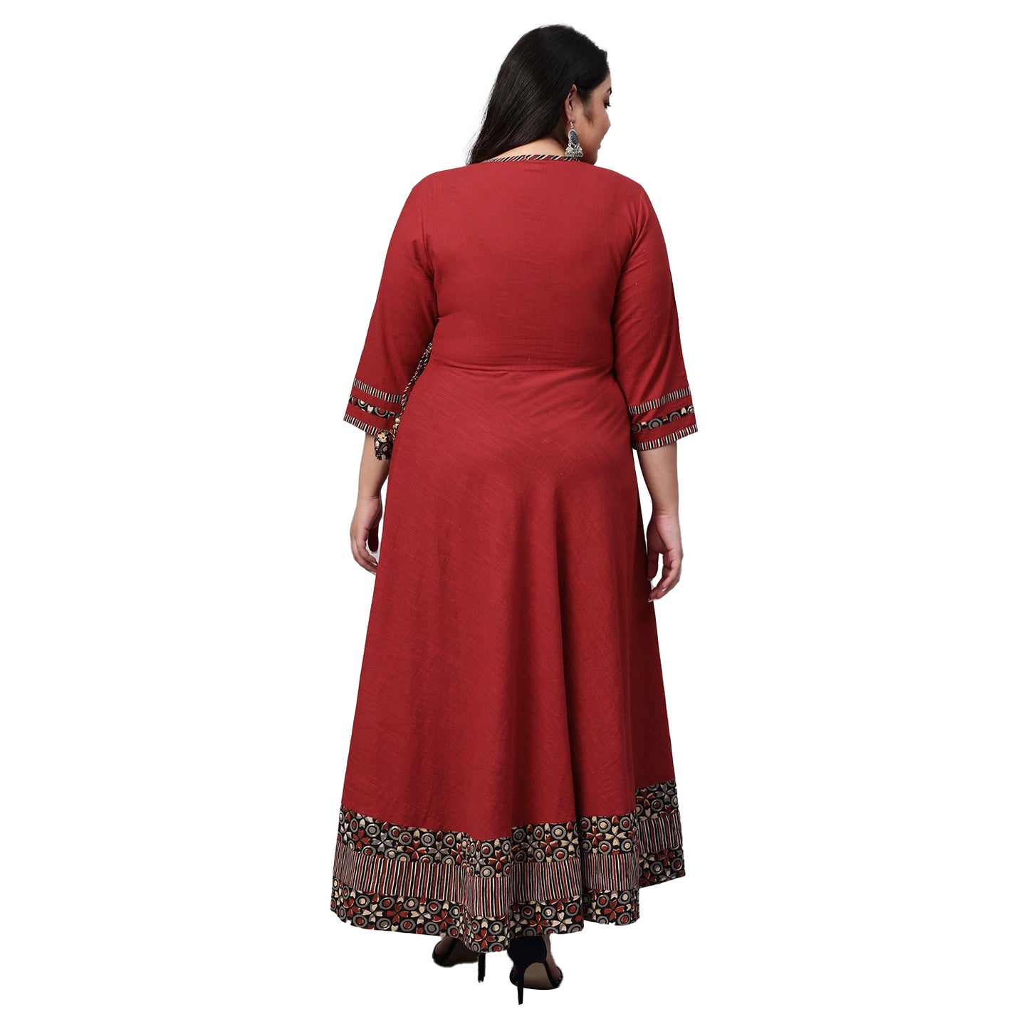 Printed Flared Kurta (Maroon)