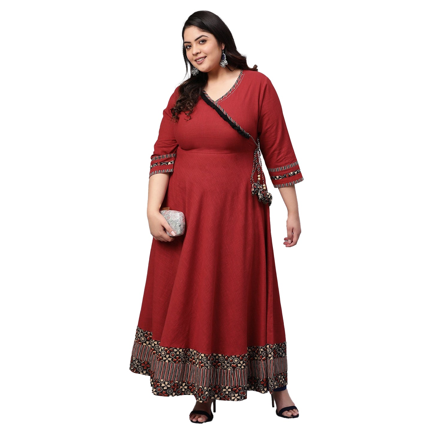 Printed Flared Kurta (Maroon)