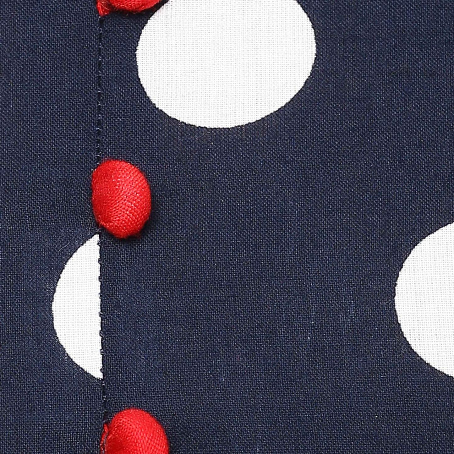 Polka Print Flared Kurta (Dark Blue)